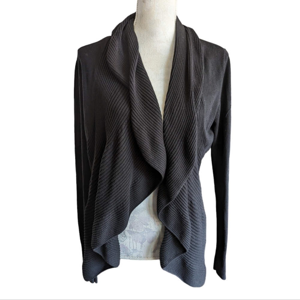 White House Black Market Cardigan Ruffle Front Sweater M